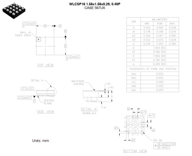 Mechanical Drawing - onsemi FPF2266 Power Switch